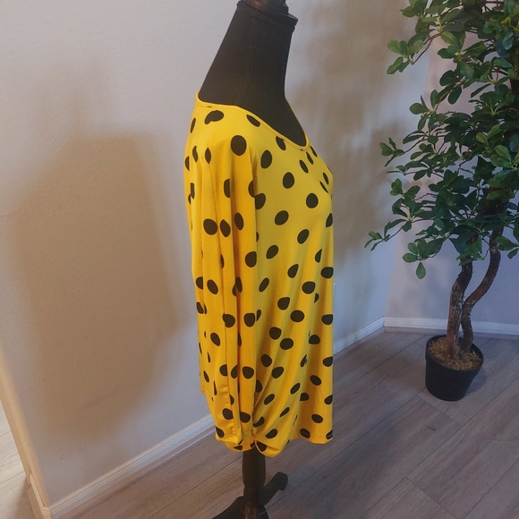 LOVE NATION Yellow and Black Pokodot Longsleeve Blouse Size 3X - Picture 2 of 12